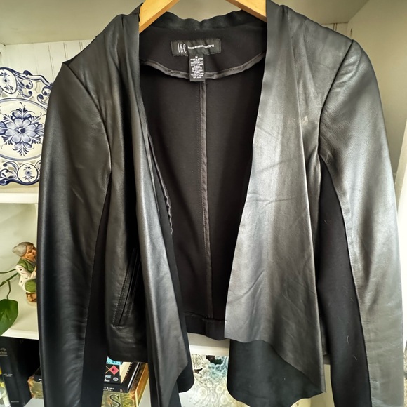 INC International Concepts Jackets & Blazers - Black Leather Women's Jacket